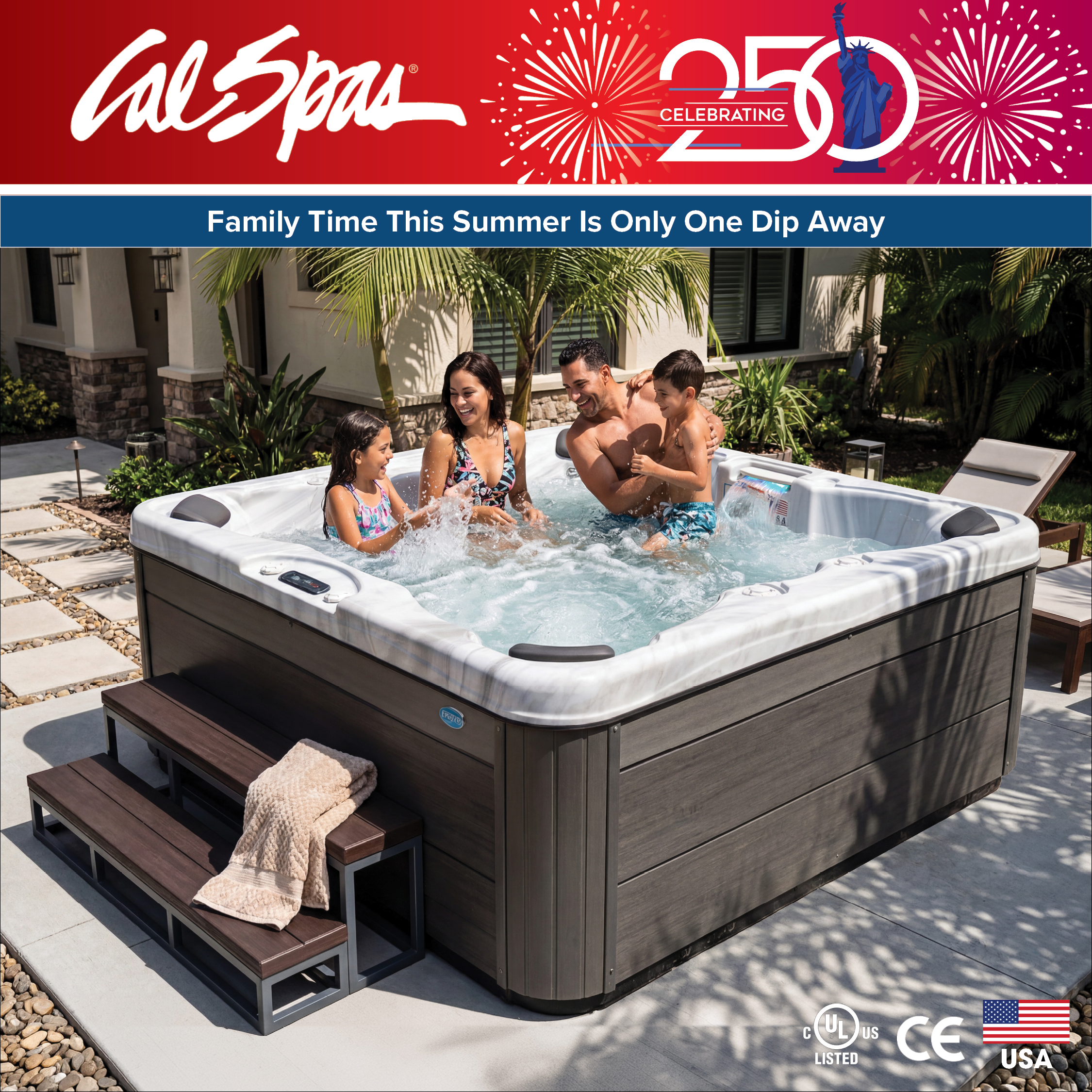 Calspas hot tub being used in a family setting - North Little Rock